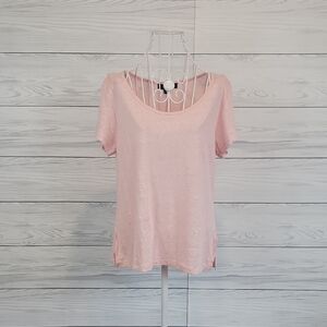 Sanctuary Pink Short Sleeve Linen Top Womens Size S
